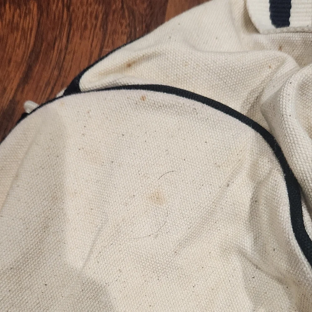 VS Y2K cream dark blue striped canvas weekender - Picture 3 of 6